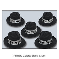 25 Pack Bulk New Year's Eve Silver Swing Fedora Hats
