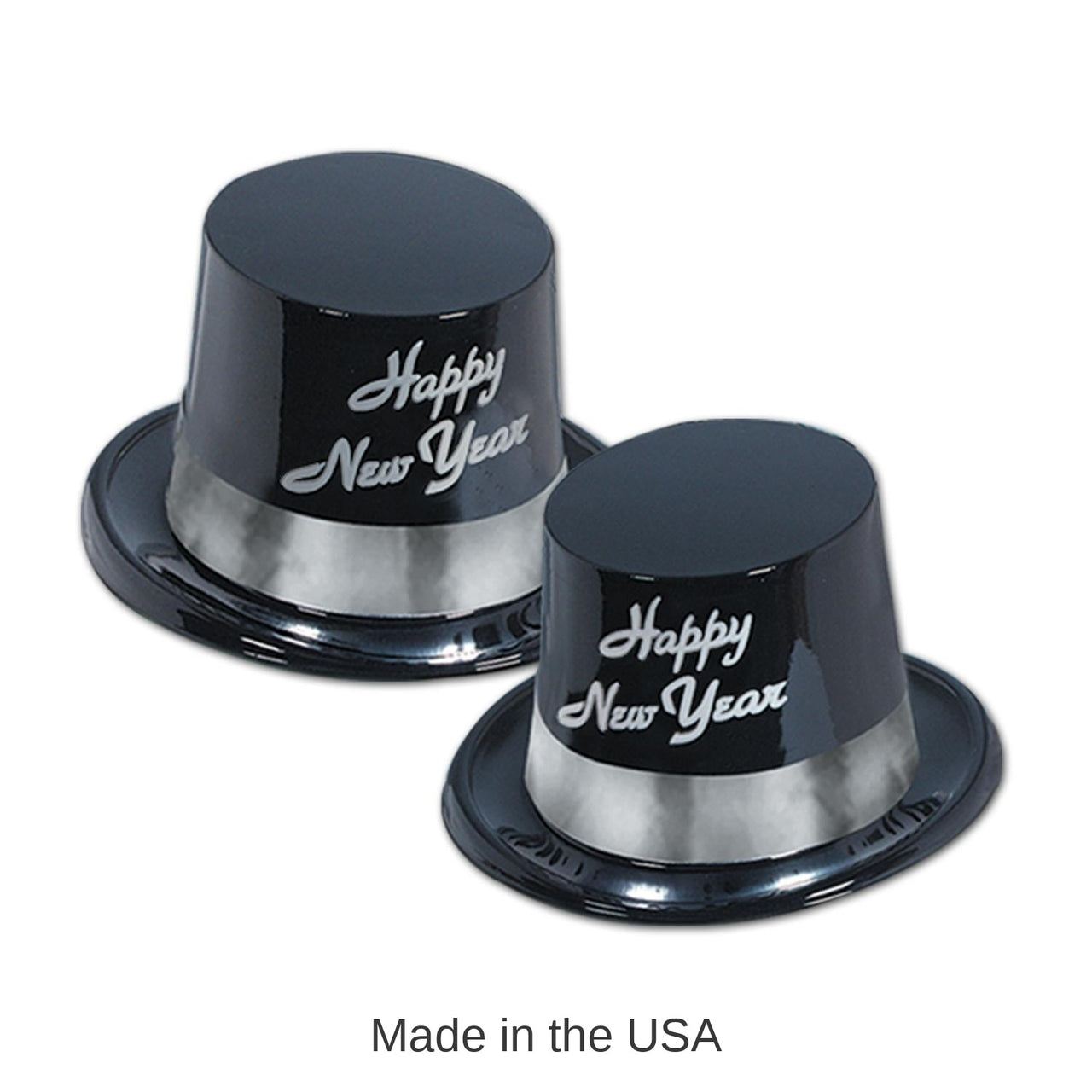 25 Pack Bulk New Year's Eve Silver Legacy Topper Hat black & silver