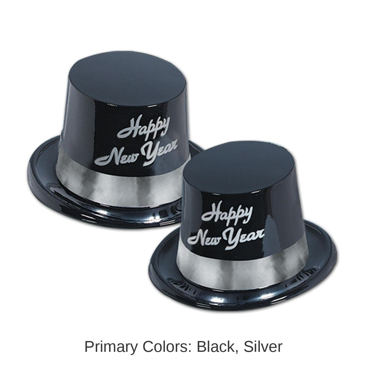 25 Pack Bulk New Year's Eve Silver Legacy Topper Hat black & silver