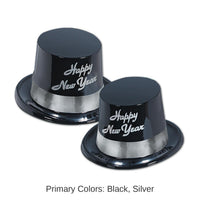 25 Pack Bulk New Year's Eve Silver Legacy Topper Hat black & silver
