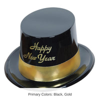 25 Pack Bulk New Year's Eve Gold Legacy Topper Hat black & gold