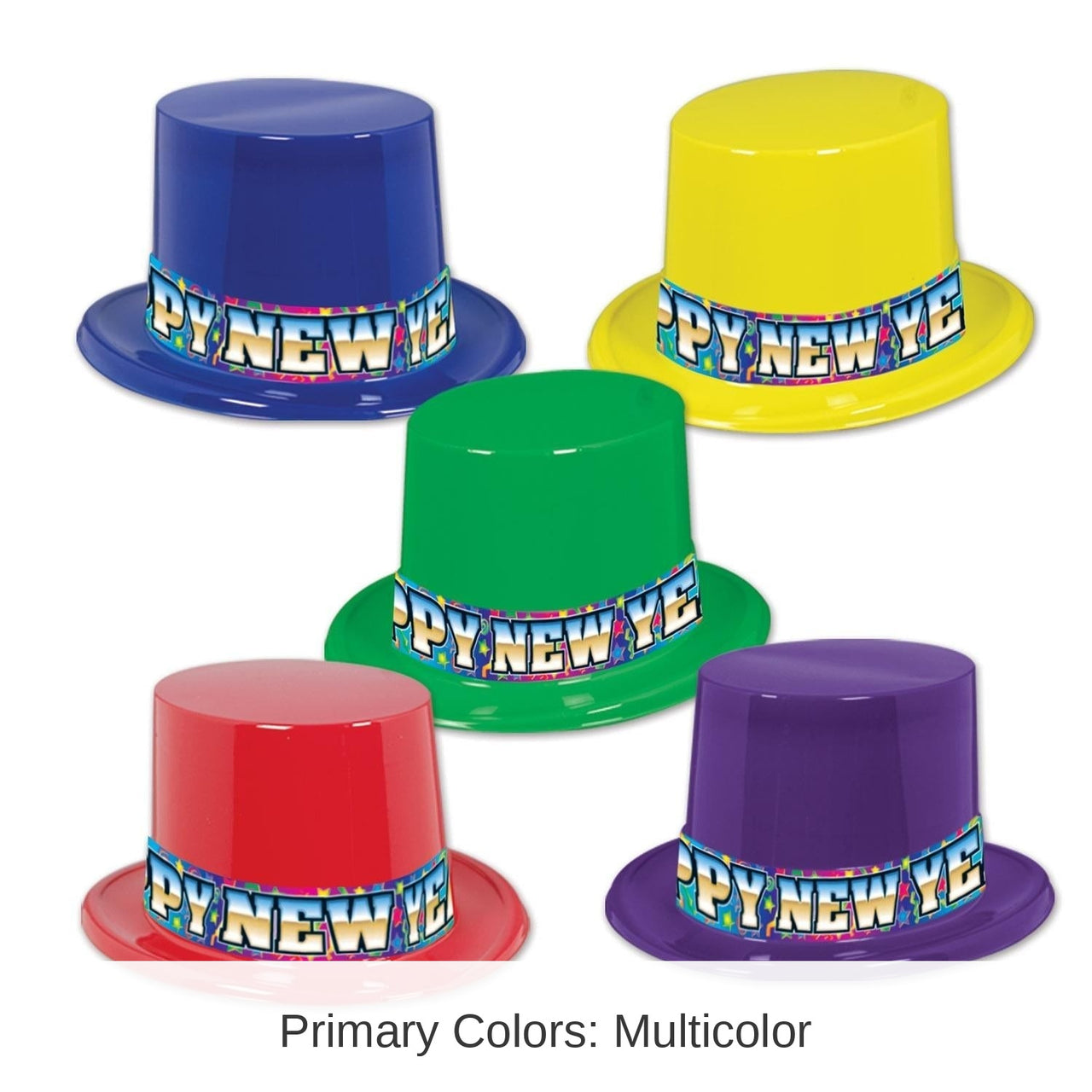 25 Pack Bulk Rainbow Blast New Years Party Toppers asst colors