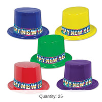 25 Pack Bulk Rainbow Blast New Years Party Toppers asst colors
