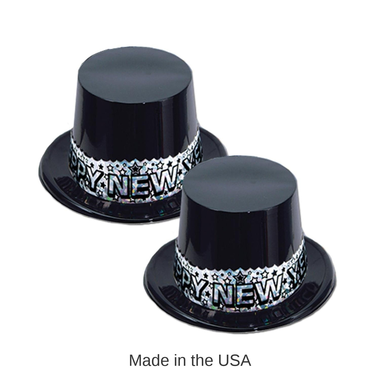 25 Pack Bulk Silver Stardust New Years Party Topper Hat black/silver