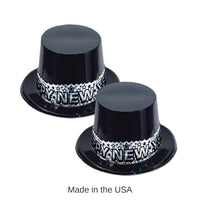 25 Pack Bulk Silver Stardust New Years Party Topper Hat black/silver