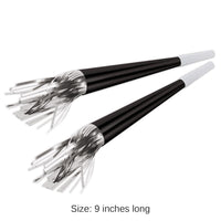 100 Pack Bulk New Year's Eve Black Foil Horns with Silver Tassel