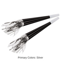 100 Pack Bulk New Year's Eve Black Foil Horns with Silver Tassel