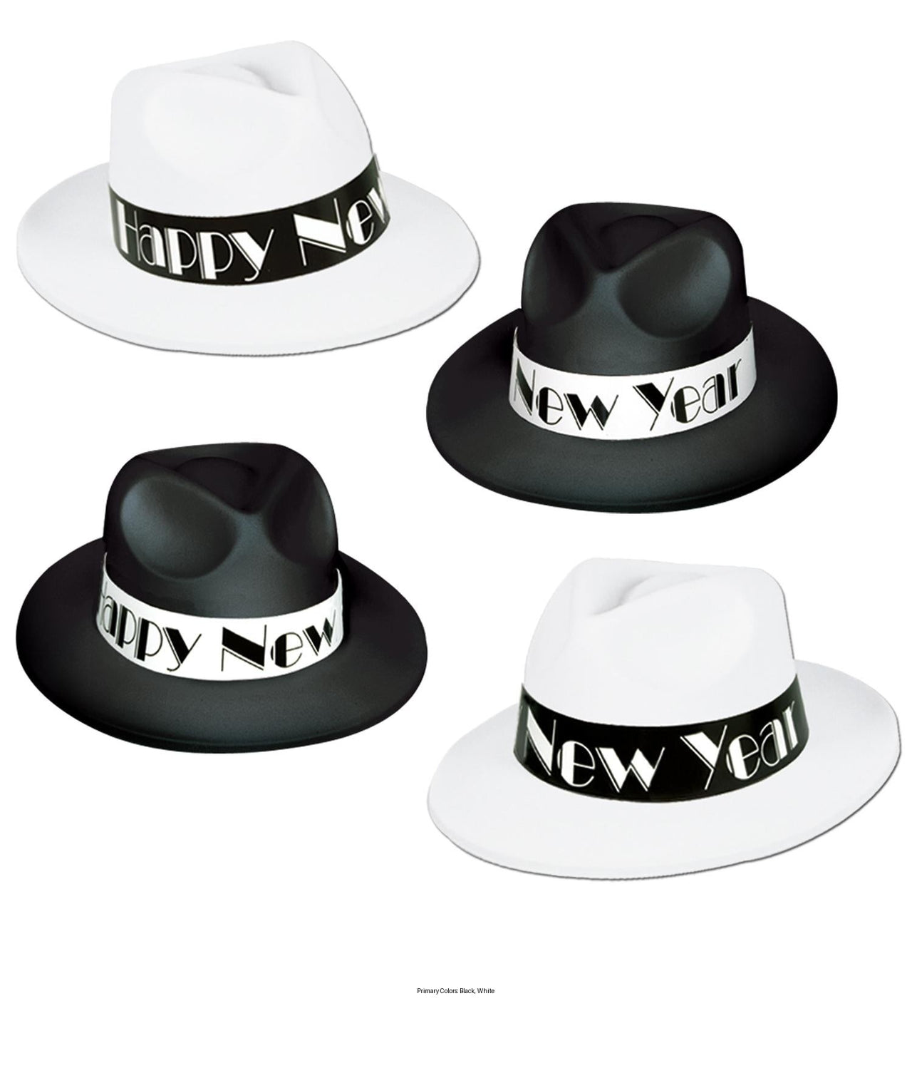 25 Pack Bulk New Year Chicago Swing Fedora Hats asst black & white
