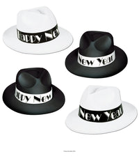 25 Pack Bulk New Year Chicago Swing Fedora Hats asst black & white