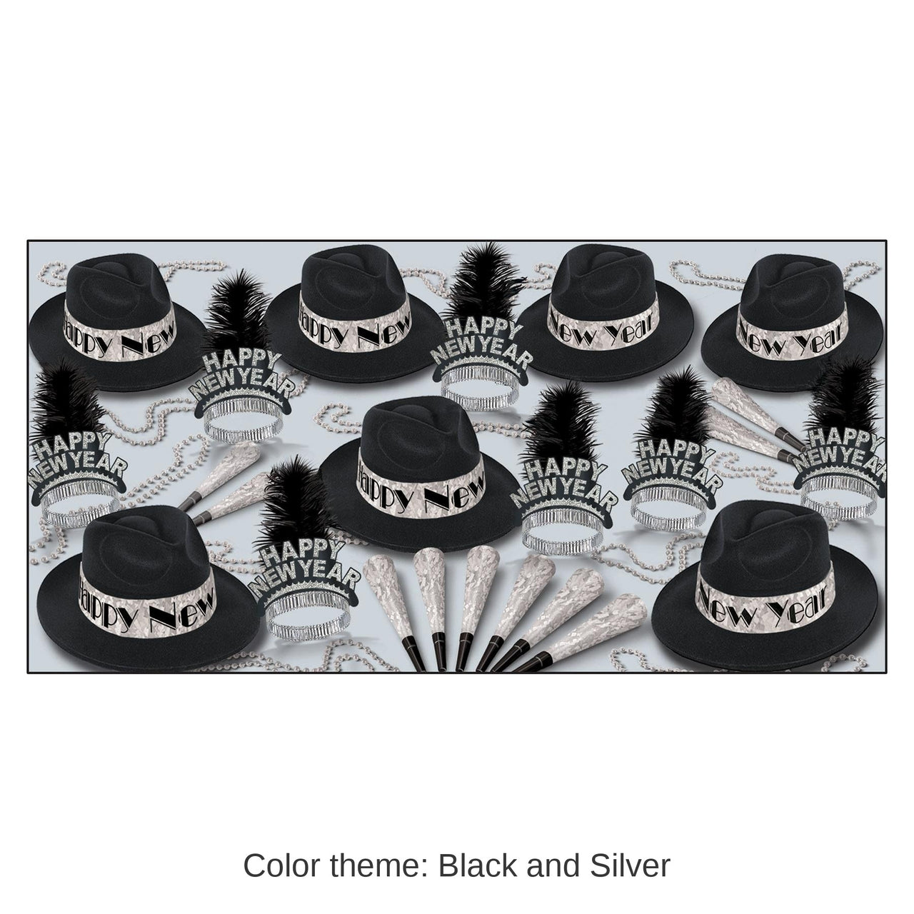 Swingin' Silver New Year's Eve Party Kit for 50 People