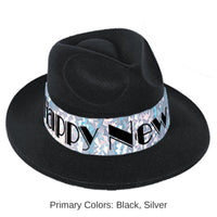 25 Pack Bulk New Year's Eve Swingin' Silver Fedora Hats