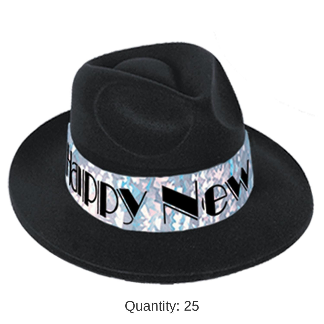 25 Pack Bulk New Year's Eve Swingin' Silver Fedora Hats