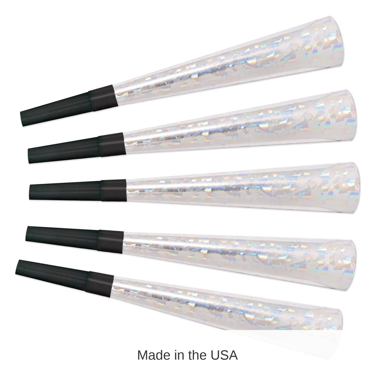 100 Pack Bulk Swingin' Silver New Years Party Horns