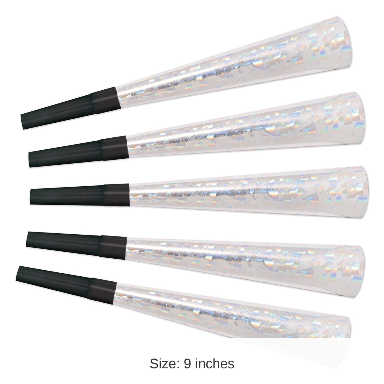100 Pack Bulk Swingin' Silver New Years Party Horns
