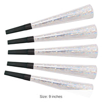 100 Pack Bulk Swingin' Silver New Years Party Horns