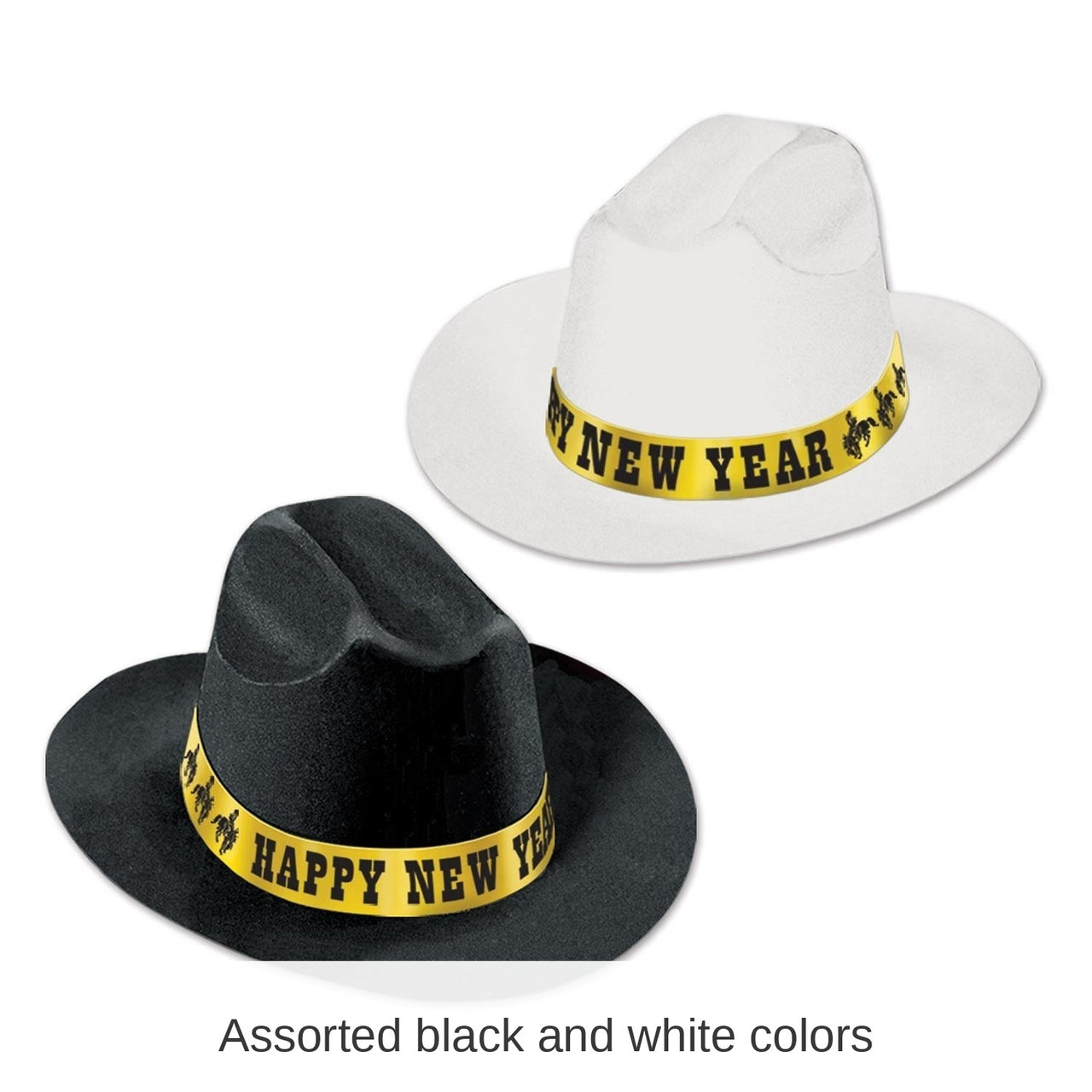 25 Pack Bulk New Year's Eve Western Nights Cowboy Hats asst black & white