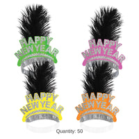 50 Pack Bulk New Year's Eve Neon Swing Tiara