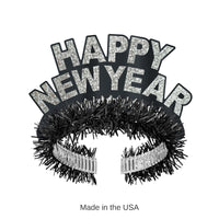 24 Pack Bulk Pkgd Black/Silver Happy New Year Regal Tiaras