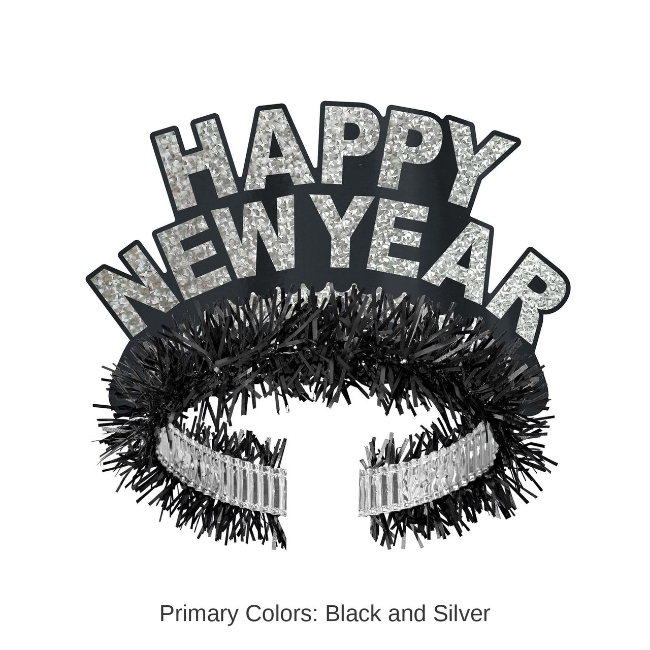 24 Pack Bulk Pkgd Black/Silver Happy New Year Regal Tiaras