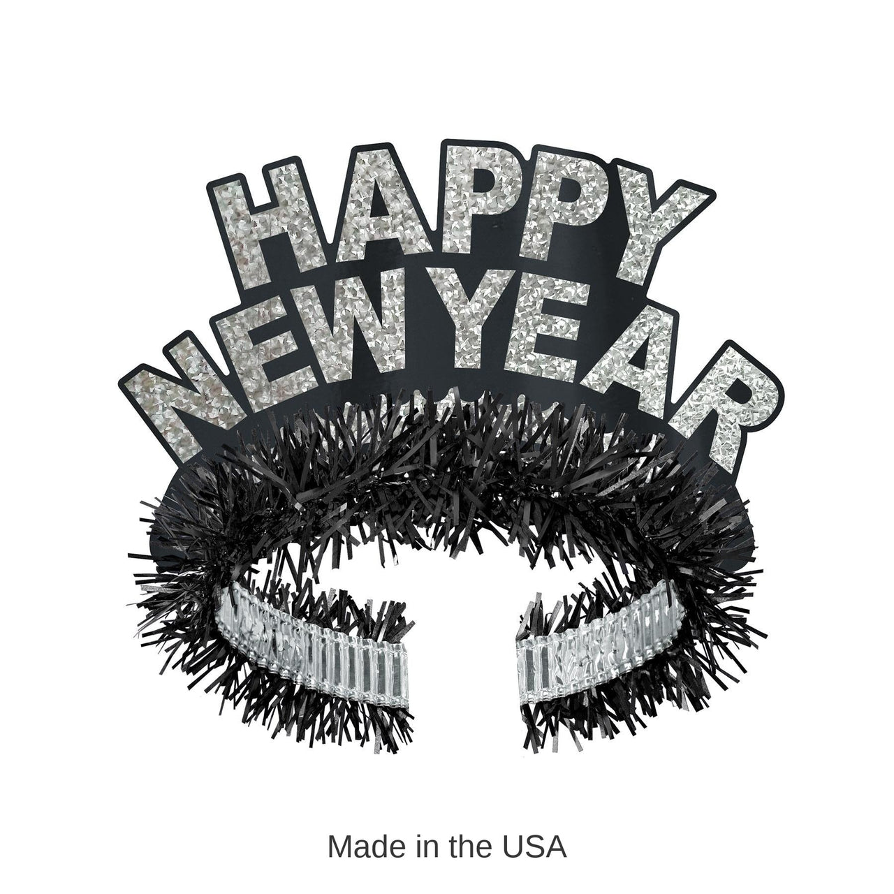 50 Pack Bulk Black/Silver Happy New Year Regal Tiara