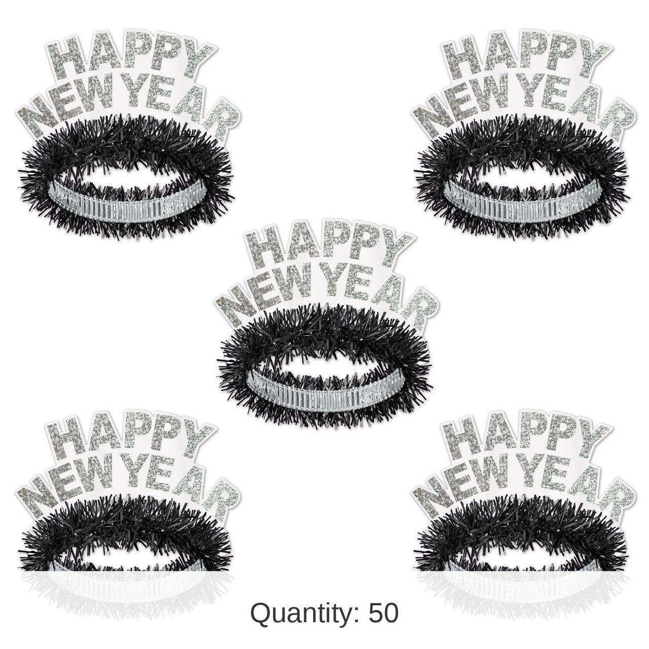 50 Pack Bulk New Year's Eve Black/White Legacy Tiara