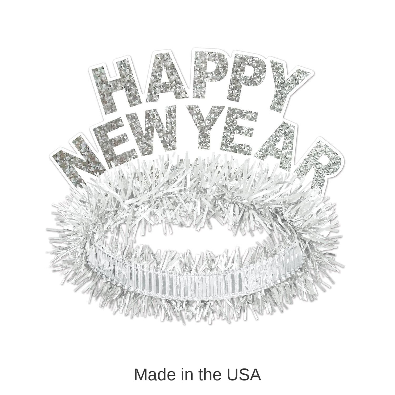 50 Pack Bulk White/Silver Happy New Year Regal Tiara
