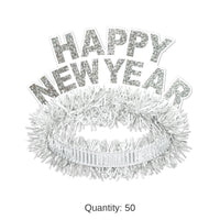 50 Pack Bulk White/Silver Happy New Year Regal Tiara
