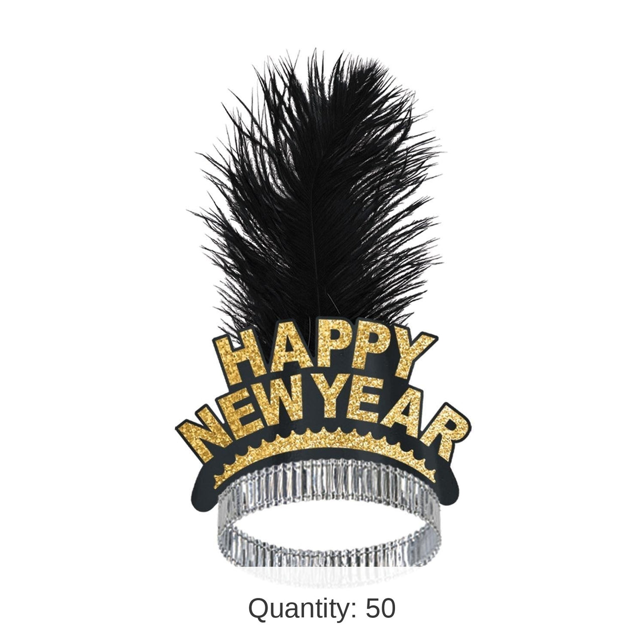50 Pack Bulk New Year's Eve Black/Gold Swing Tiara