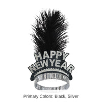 50 Pack Bulk New Year's Eve Black/Silver Swing Tiara