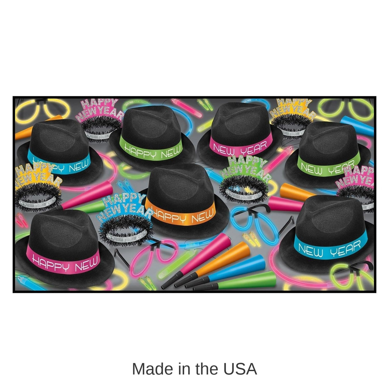 Neon Glow Chairman New Year's Eve Party Kit for 50 People