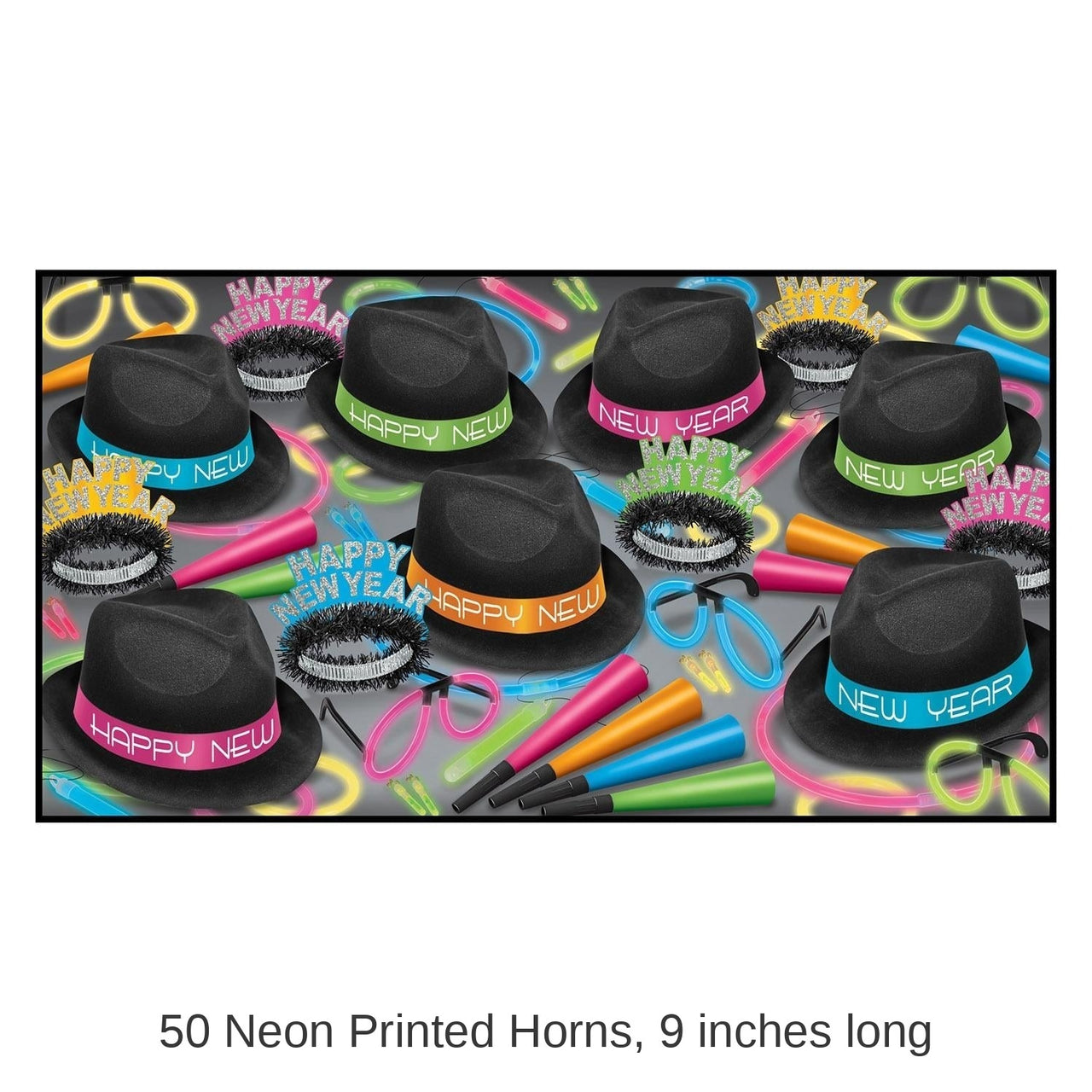 Neon Glow Chairman New Year's Eve Party Kit for 50 People