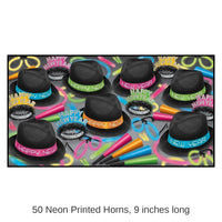 Neon Glow Chairman New Year's Eve Party Kit for 50 People