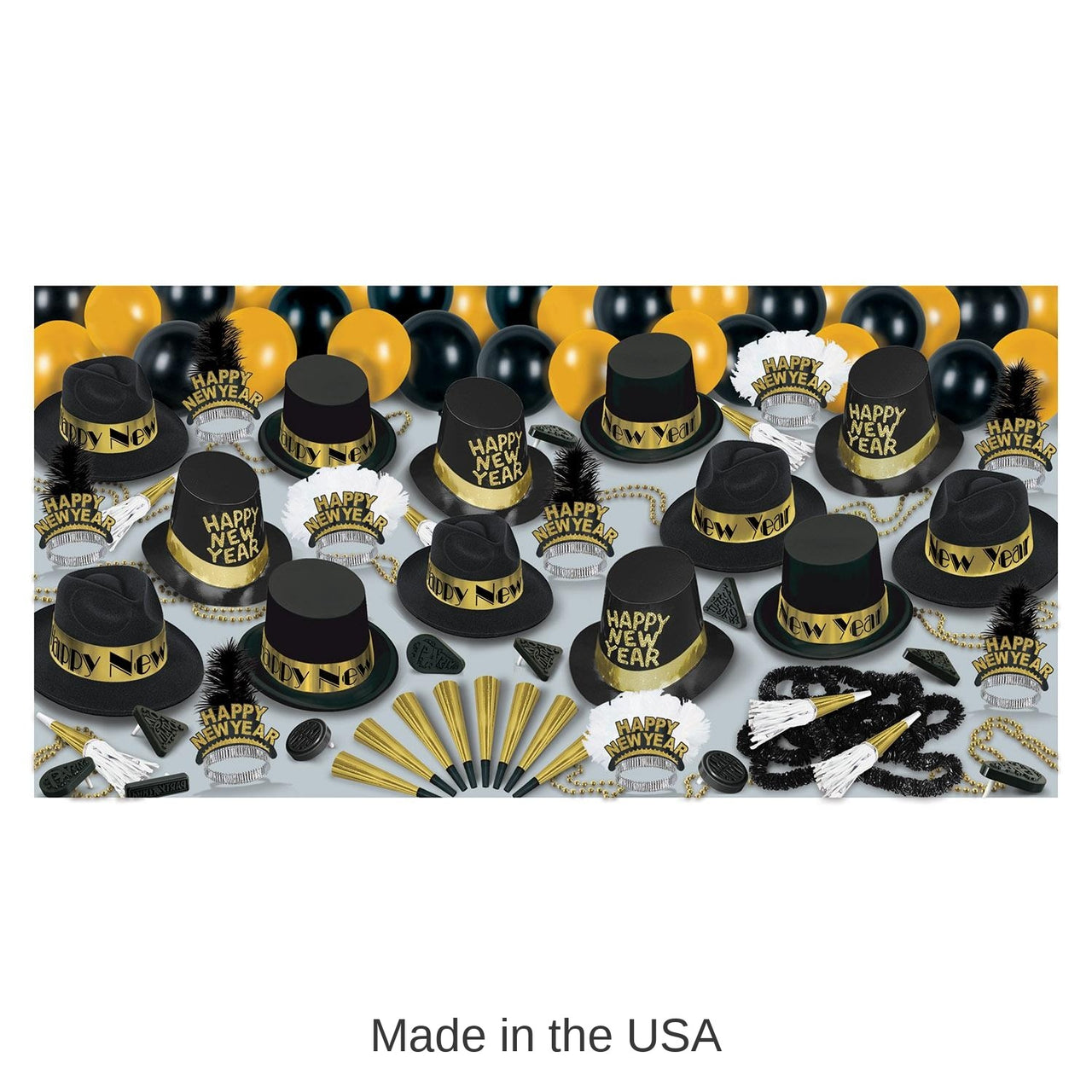 Grand Deluxe Gold New Year's Eve Party Kit for 50 People
