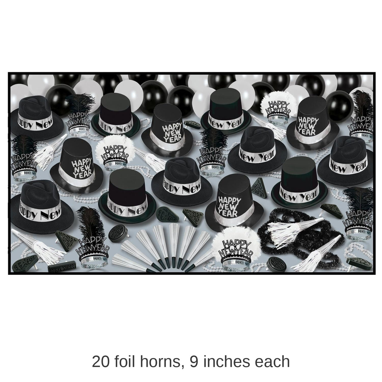 Grand Deluxe Silver New Year's Eve Party Kit for 50 People