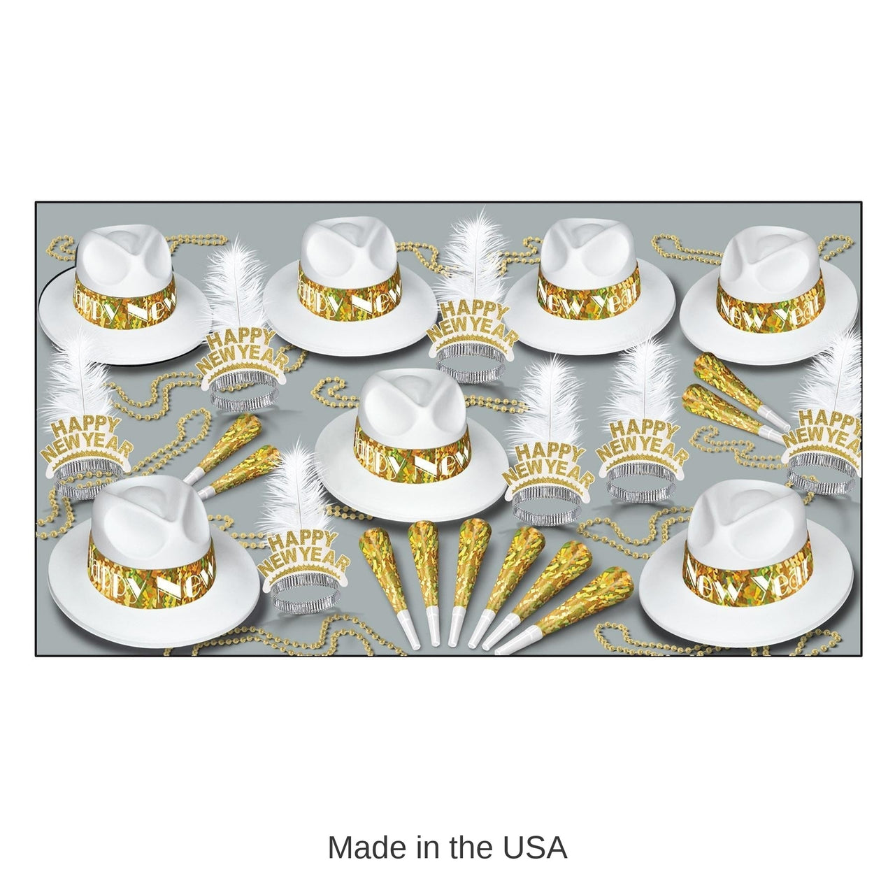 LA Swing Gold New Year's Eve Party Kit for 50 People