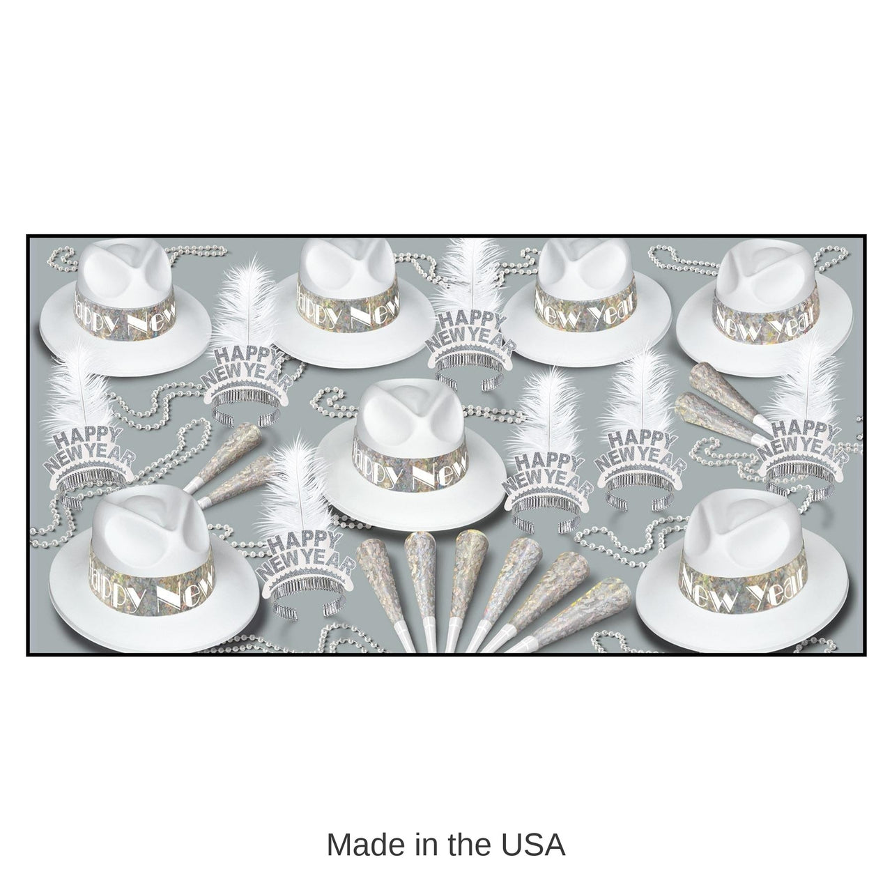 LA Swing Silver New Year's Eve Party Kit for 50 People