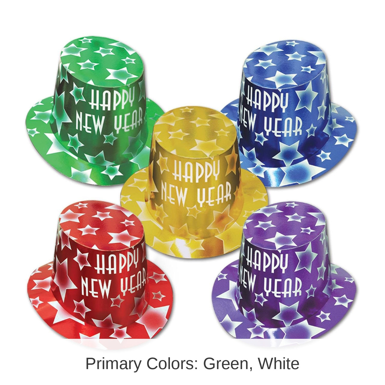25 Pack Bulk Gem-Star New Years Party Hi-Hats asst colors