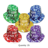 25 Pack Bulk Gem-Star New Years Party Hi-Hats asst colors