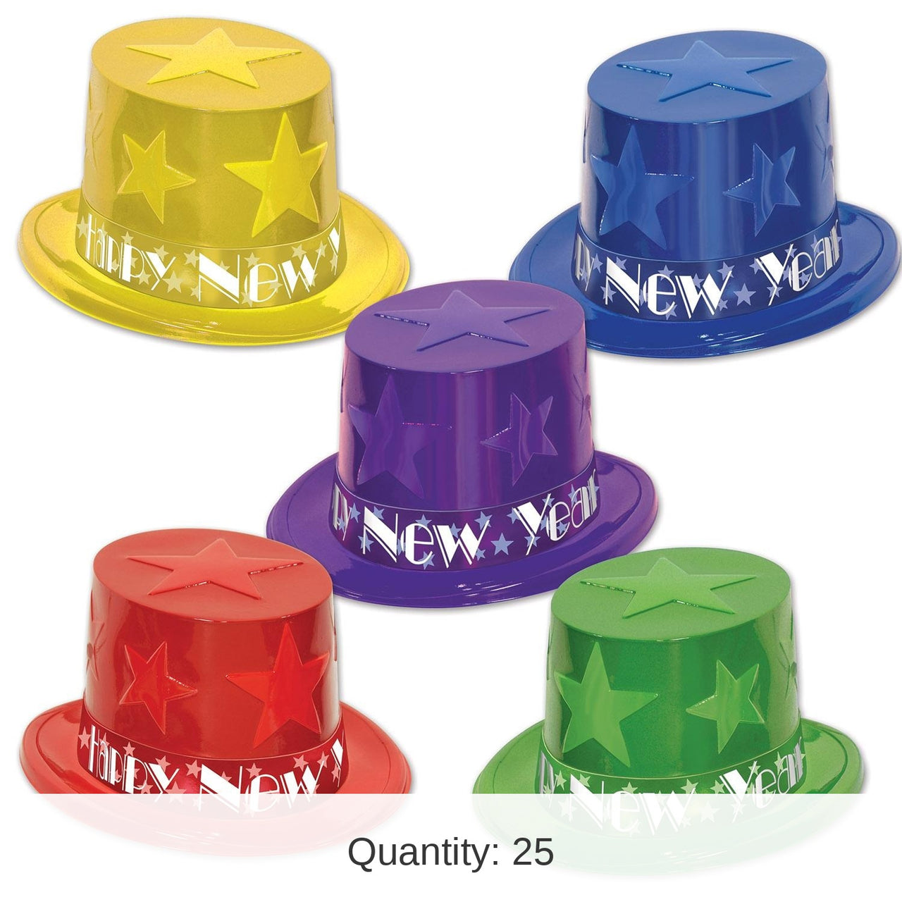 25 Pack Bulk New Year Star Topper Hats