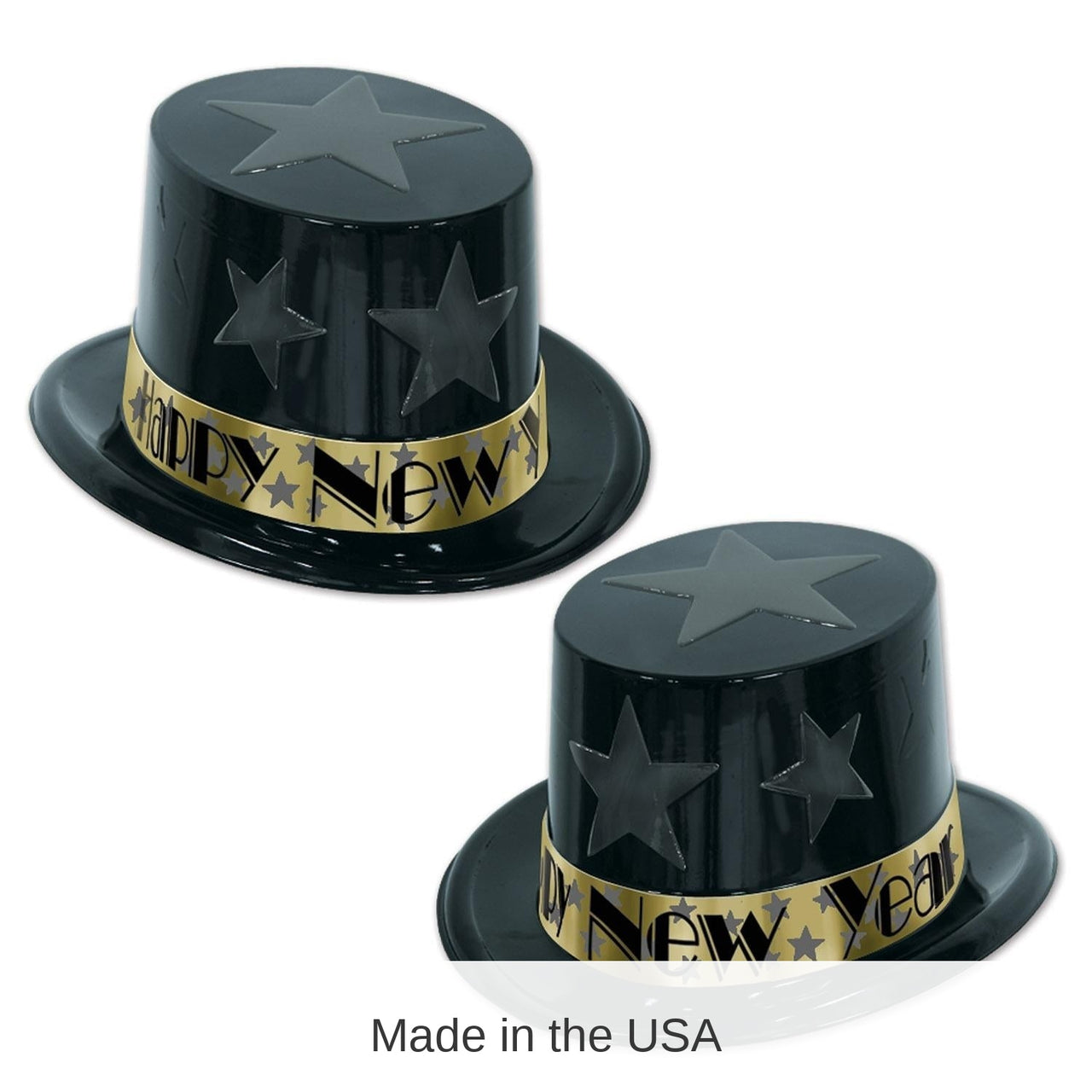 25 Pack Bulk New Year Star Topper Hat Black/Gold