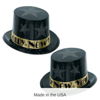25 Pack Bulk New Year Star Topper Hat Black/Gold