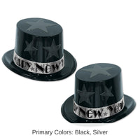 New Year Star Topper Hat- Black and Silver