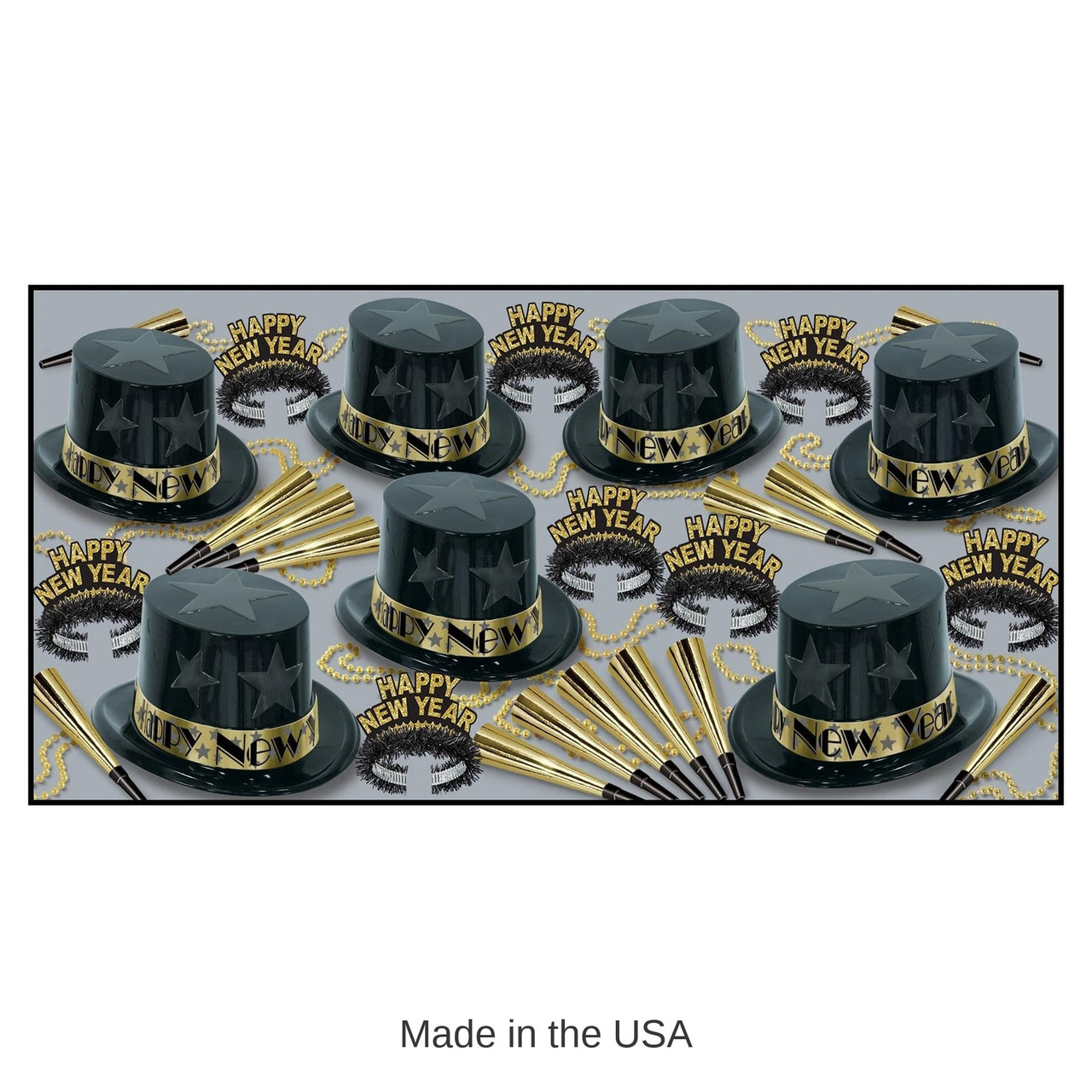 Gold New Year Star New Year's Eve Party Kit for 50 People