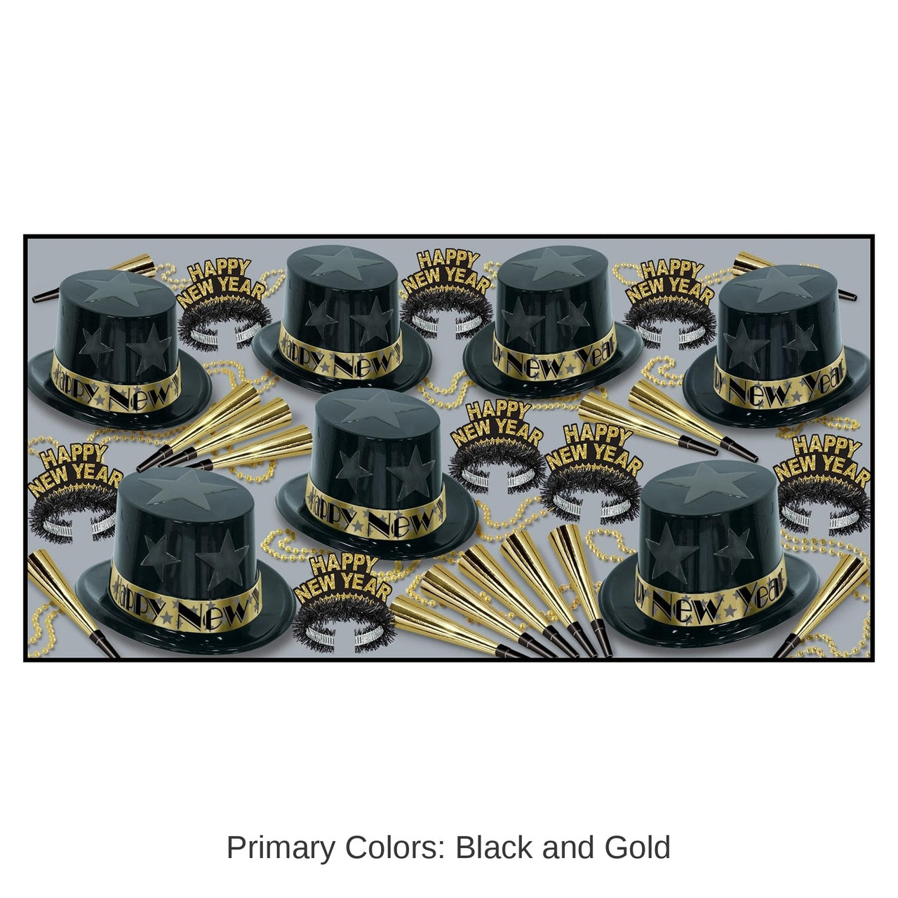 Gold New Year Star New Year's Eve Party Kit for 50 People