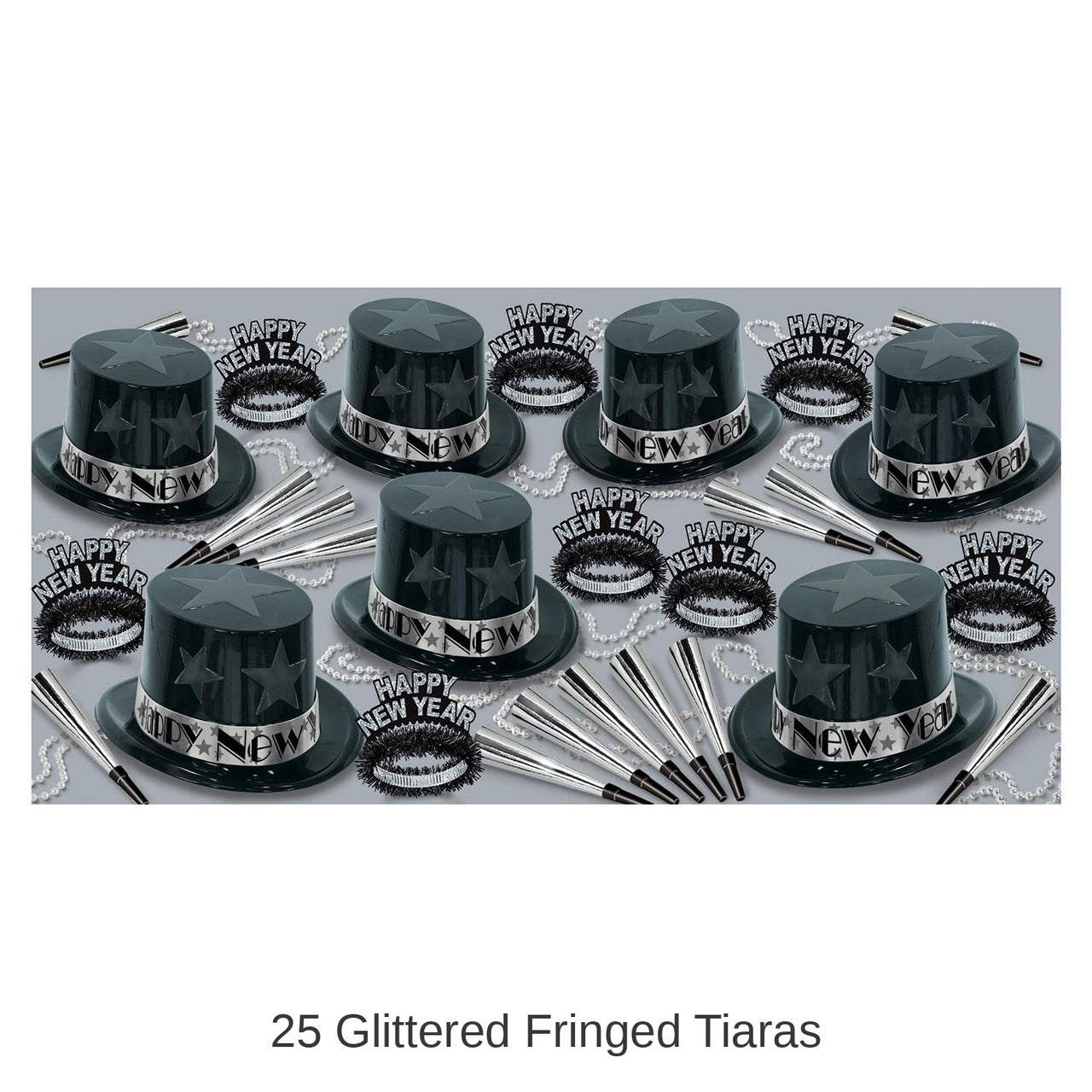 Silver New Year Star New Year's Eve Party Kit for 50 People