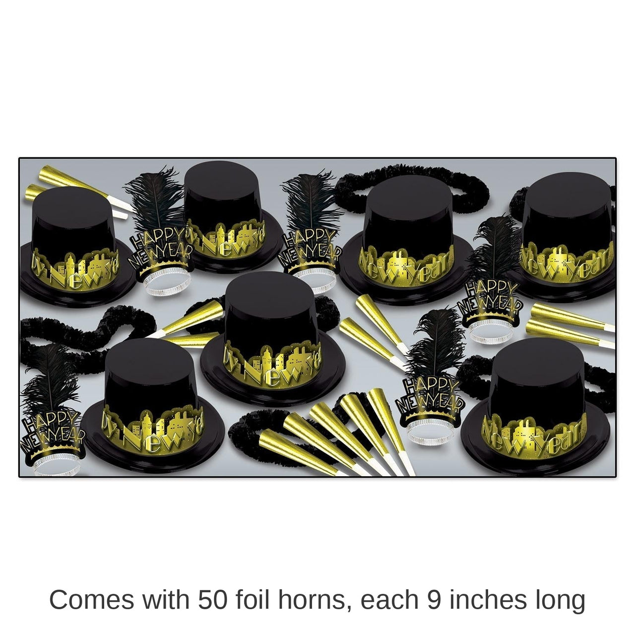 Gold Starry Night New Year's Eve Party Kit for 50 People