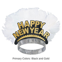 50 Pack Bulk Happy New Year Bird Of Paradise Tiara - black/gold