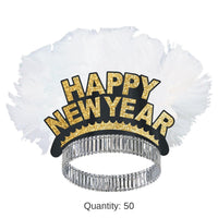 50 Pack Bulk Happy New Year Bird Of Paradise Tiara - black/gold