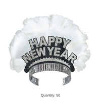 50 Pack Bulk Happy New Year Bird Of Paradise Tiara - black/silver