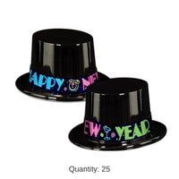 25 Pack Bulk Neon New Years Party Topper Hat